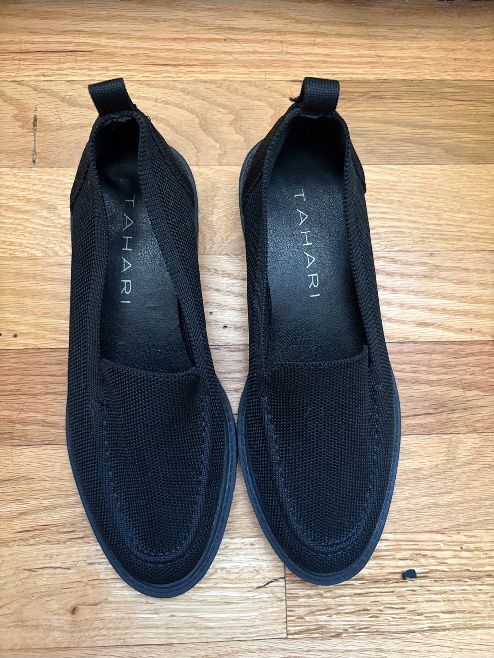 Tahari Black Knit Slip-On Loafer Sneakers
